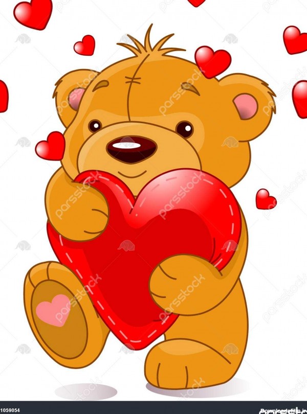 بسیار زیبا تدی خرس با قلب قرمز، جدا شده بر روی سفید 1059054