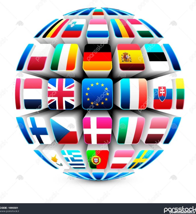 حوزه های 3d با بردار 27 پرچم اتحادیه اروپا 1095581