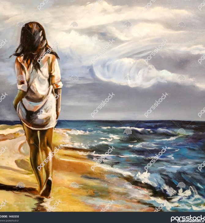 دختر دریا نقاشی هنری دختری از پشت 1452232