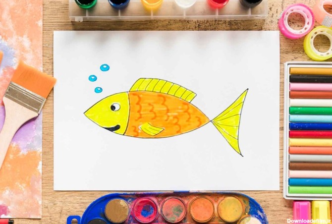 آموزش ویدئویی نقاشی ماهی کودکانه