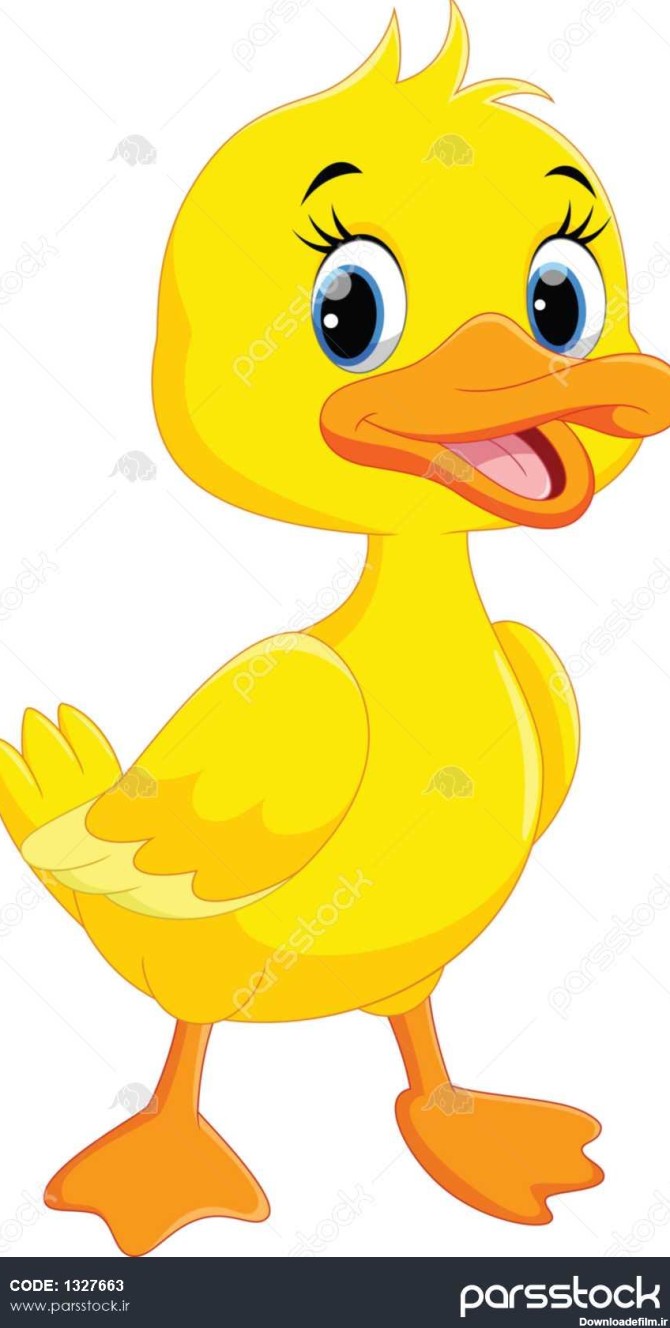 کارتون اردک ناز جدا شده در پس زمینه سفید 1327663
