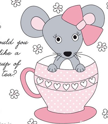 فایل وکتوری لایه باز کارتونی موش کوچولوی خاکستری در فنجان (eps و ai)