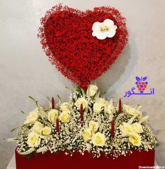 باکس گل دلناز با قلبی زیبا و درخشان | گل فروشی آنلاین انگور