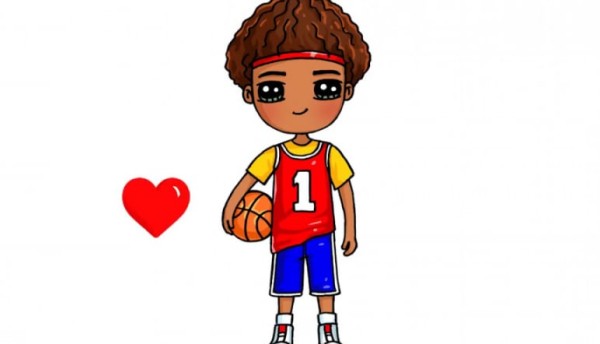 آموزش نقاشی کاراکتر - یک پسربچه با توپ بسکتبال