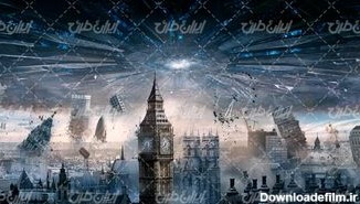 تصویر با کیفیت برج ساعت لندن به همراه زلزله و ساختمان های تخریب شده