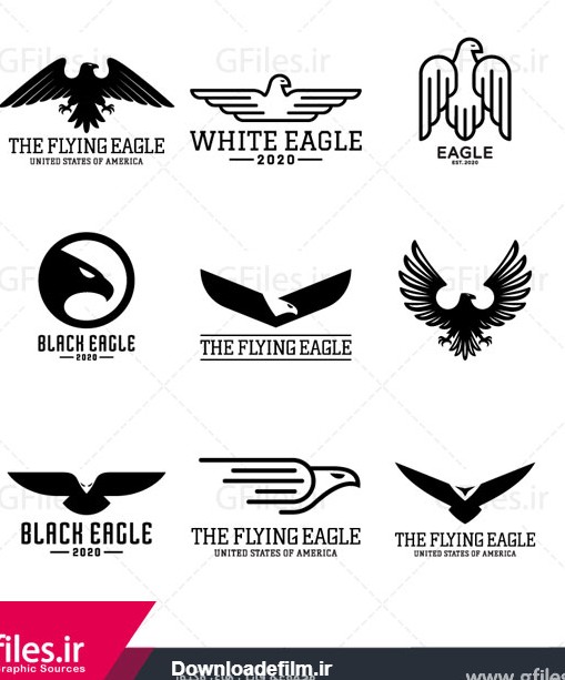 مجموعه لوگو و نمادهای آماده با طرح عقاب (Eagles Logo) بصورت لایه ...