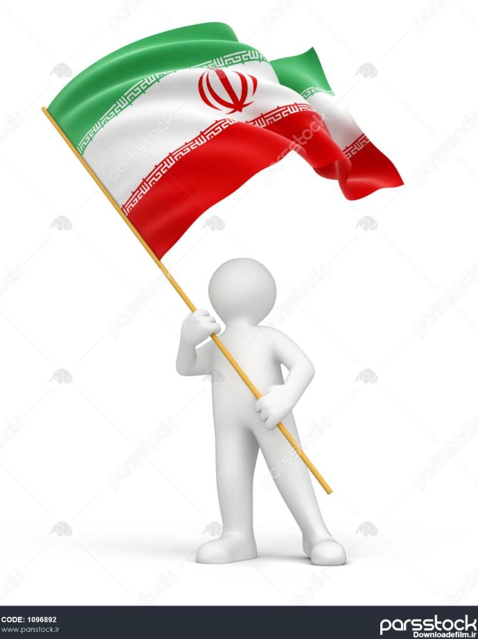 مرد و پرچم ایران مسیر برش گنجانده شده است 1096892