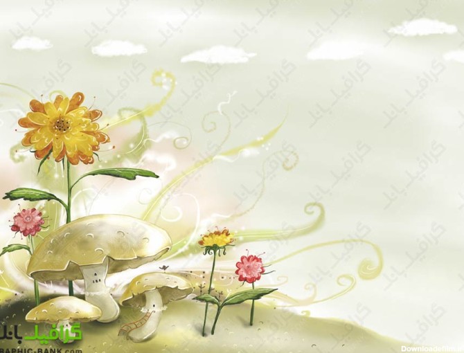 تصویر فانتزی قارچ و گل