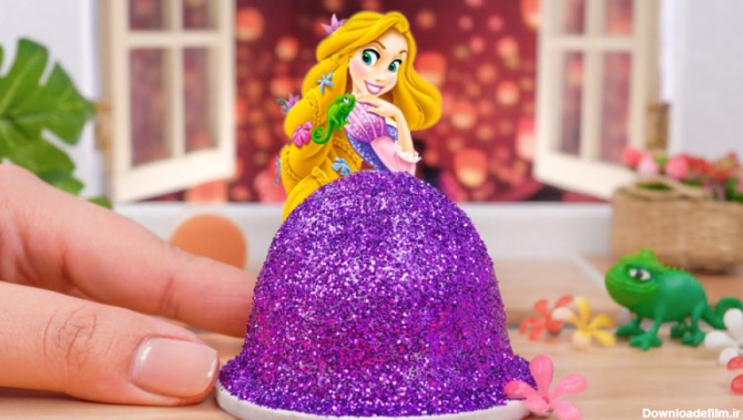تزیین کیک عروسکی مینیاتوری زیبای راپونزل