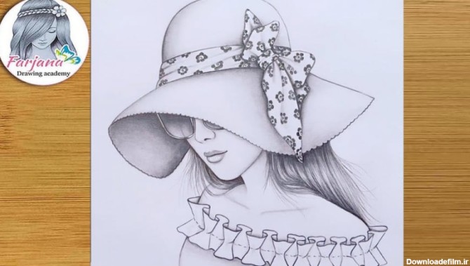 آموزش نقاشی دختری با کلاه آفتابی و عینک آفتابی / آموزش نقاشی