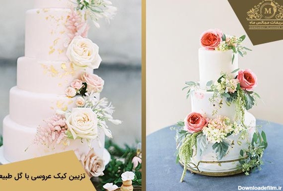 عکس تزیین کیک عروسی با گل رز