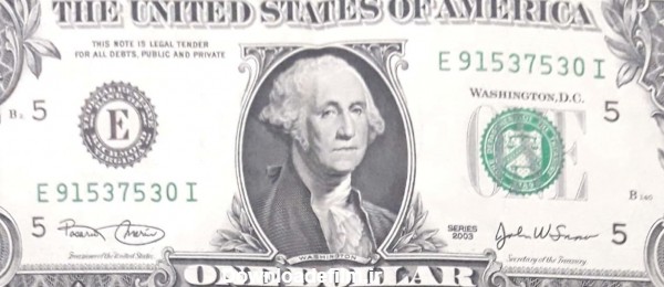 اسکناس یک دلاری 2003 طبق عکس