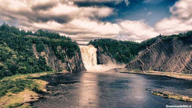 دانلود تصویر آبشار و دریاچه