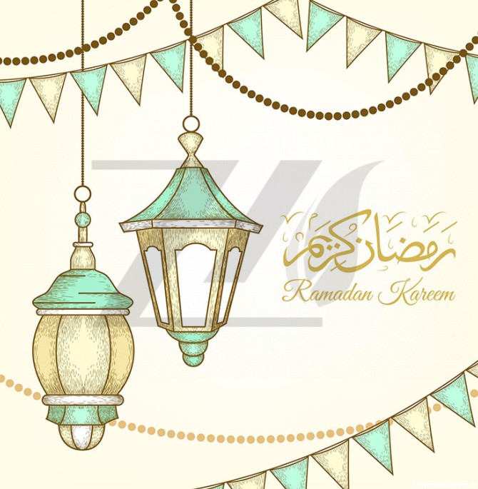 دانلود وکتور تصویر ماه رمضان کریم با فانوس آویزان شده - دانلود ...