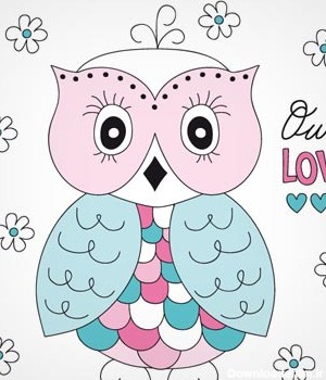 فایل وکتوری و کارتونی با طرح بچه جغد (Owl Love)