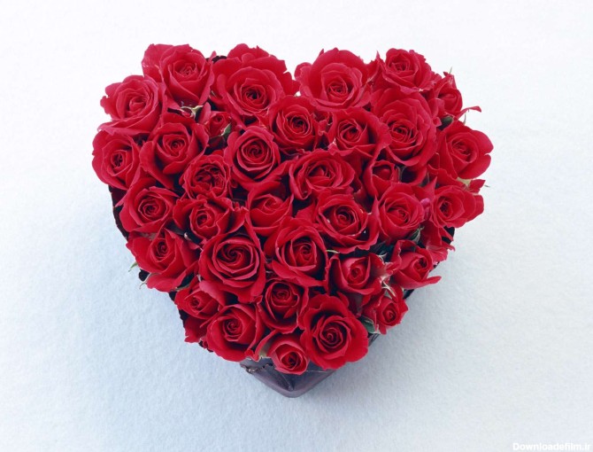 قلبی تزیین شده با گل های قرمز