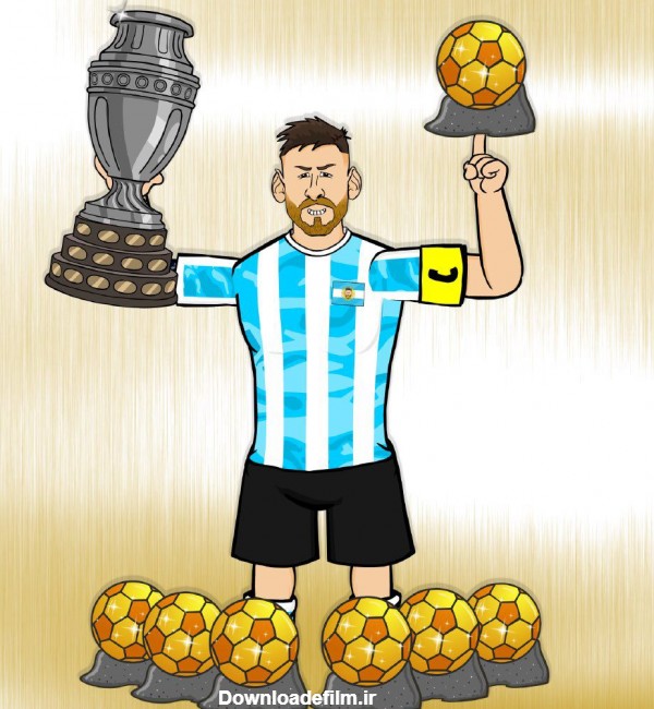 عکس کارتونی توپ طلای هفتم مسی - والپیپر و بک گراند