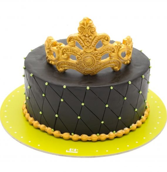کیک تولد تاج مشکی طلایی (BB282) | قنادی ناتلی