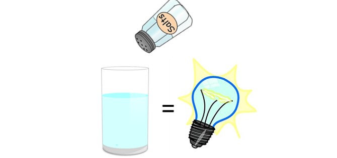لامپ نمکی : یک لیوان آب + دوقاشق نمک = ۸ ساعت نور دهی ...