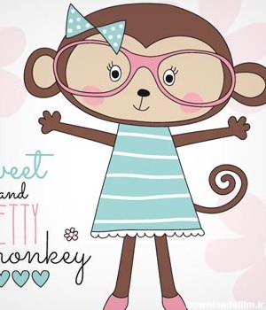 دانلود وکتور لایه باز کارتونی بچه میمون با دو پسوند eps و ai