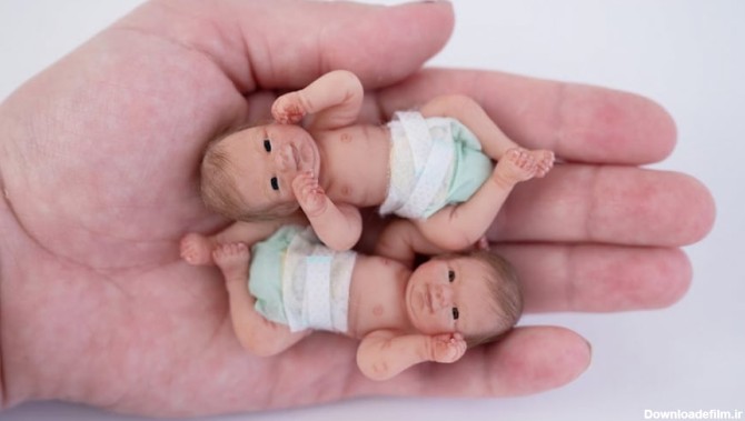 عروسک نوزاد شبیه واقعی __ دوقلوهای 3 اینچی