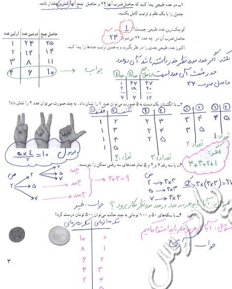 حل تمرین صفحه 3 ریاضی هفتم