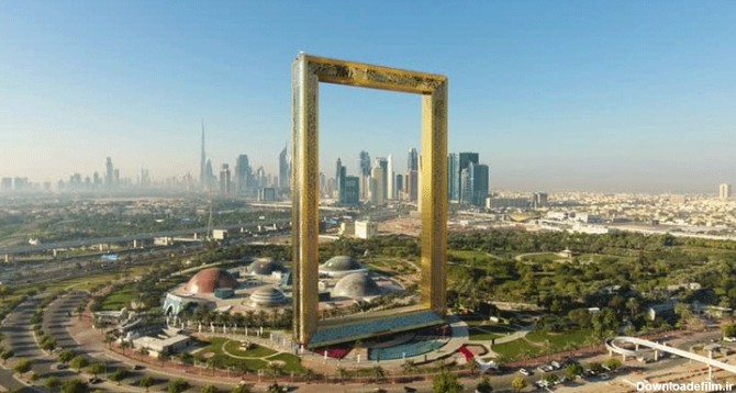برج قاب عکس در دبی | برج قاب طلایی یکی از دیدنی های دبی