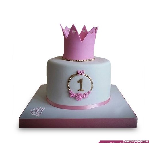 کیک تولد یکسالگی دخترانه - کیک تاج دخت | کیک آف