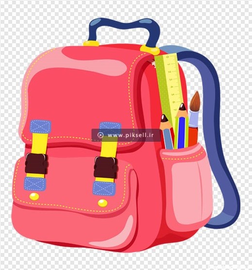 دانلود فایل کارتونی کیف مدرسه قرمز با پسوند png