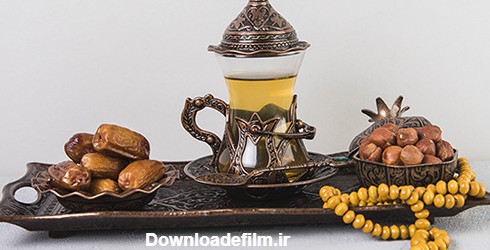 تصویر پس زمینه سینی چای با خرما | فری پیک ایرانی | پیک فری | وکتور ...