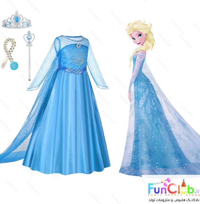 لباس کودک دخترانه پرنسس السا (ElsaFrozen) فروزن (دارای سایزبندی)
