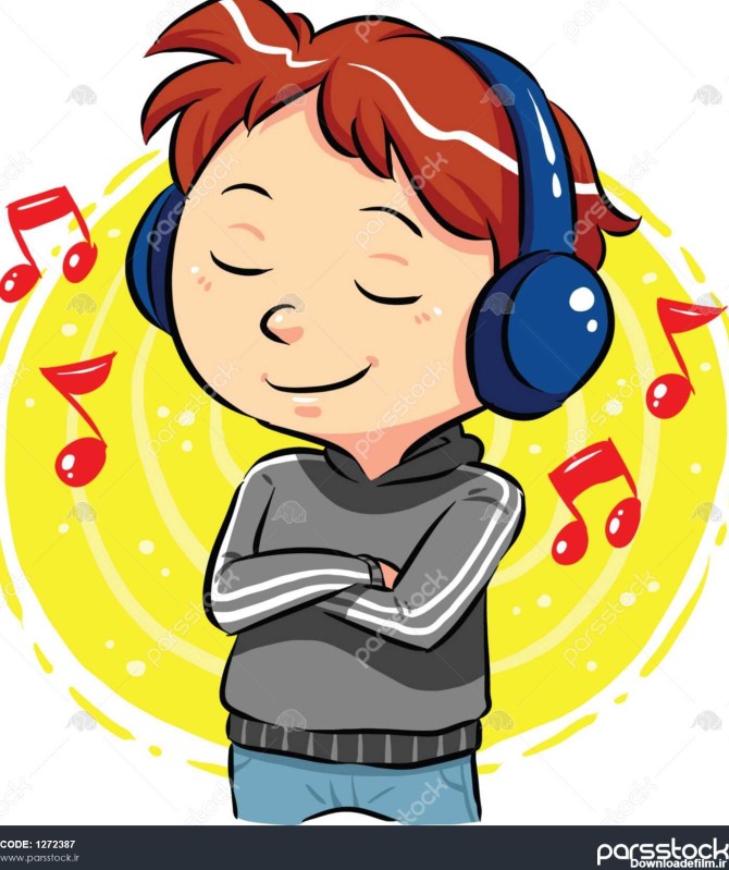 پسر گوش دادن به موسیقی با هدفون فایل eps8 بردار 1272387