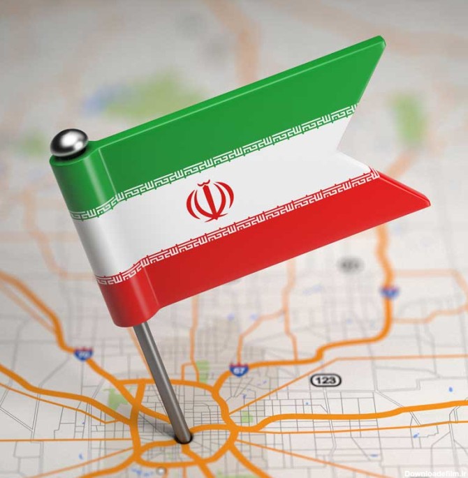 تصویر با کیفیت پرچم ایران روی نقشه راه ها | تیک طرح مرجع گرافیک ایران