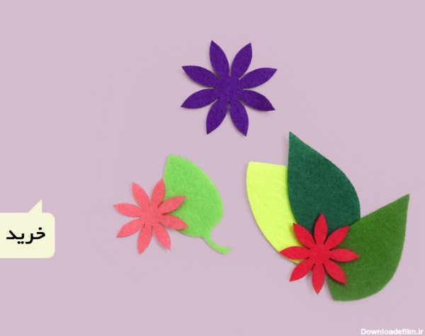 تم و تزیینات نمدی طرح گل و برگ برای ماهگرد نوزاد