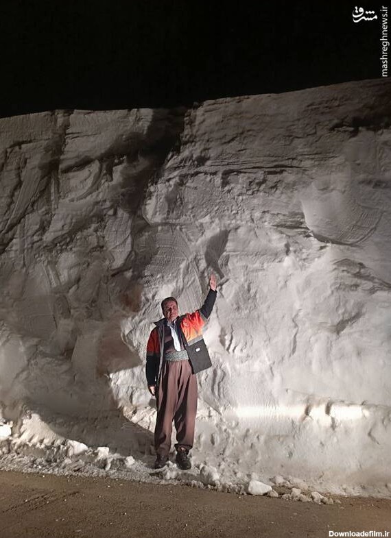 عکس/ ارتفاع برف بیش از ۴ متر در گردنه ژالانه کردستان