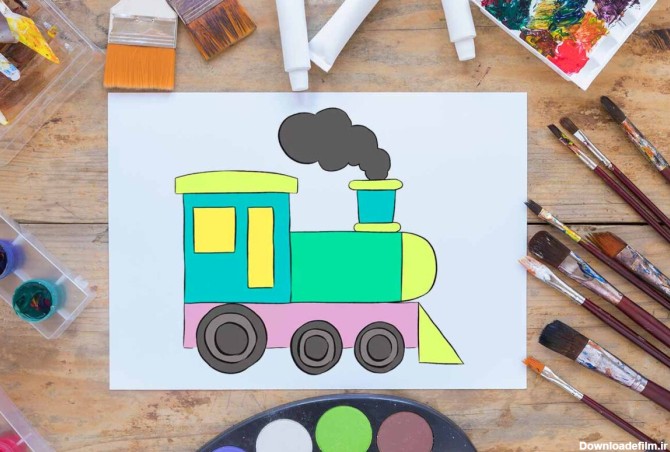 نقاشی قطار کودکانه