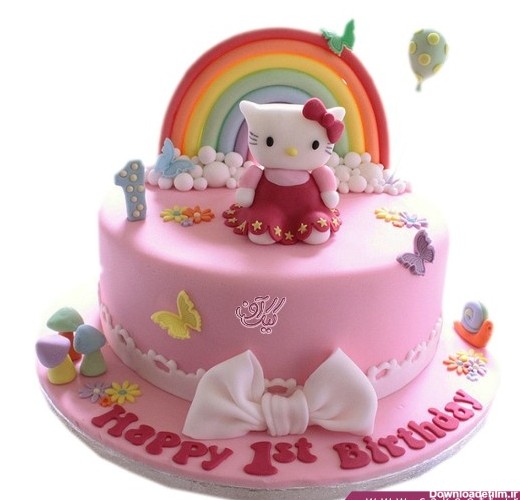 کیک تولد دخترانه جدید - کیک تولد کیتی و رنگین کمان | کیک آف