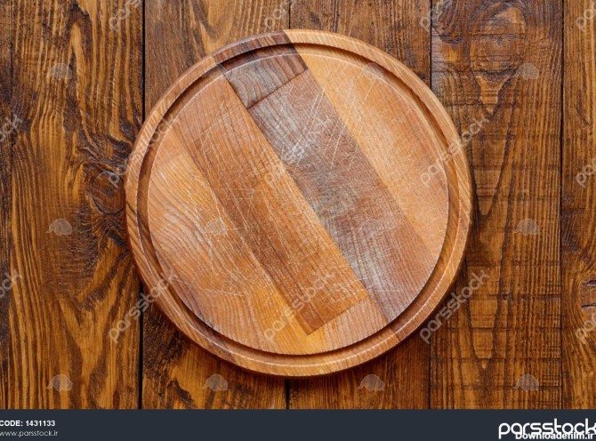 میز چوبی خالی چوبی برای پیتزا در پس زمینه جدول چوب نمایش بالا طرح ...