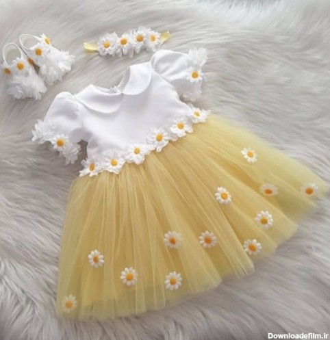 خرید و قیمت لباس مجلسی پرنسسی دخترانه زرد و سفید با ارسال رایگان ...