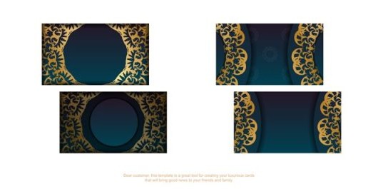 دانلود کارت ویزیت کارت ویزیت آبی شیب دار با تزئینات طلایی انتزاعی برای