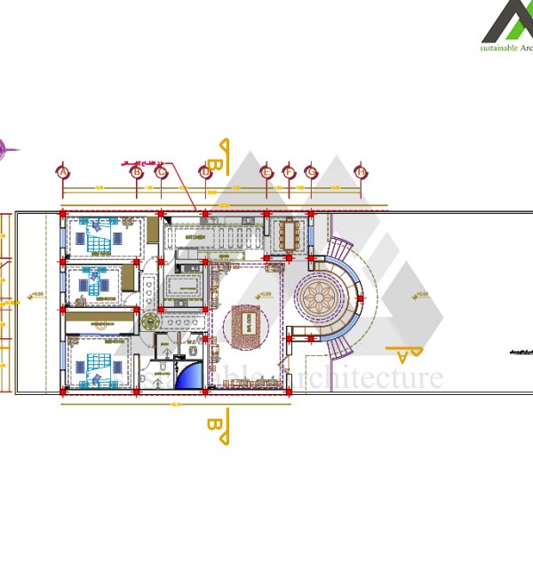 پلان خانه ویلایی 200 متری سه خوابه - مرجع نقشه های ساختمانی اجرایی