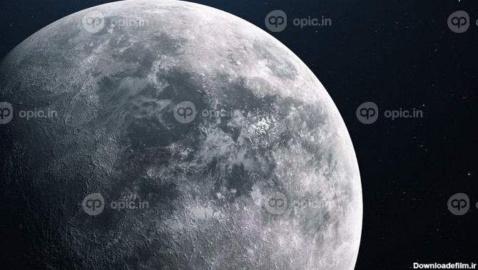 دانلود عکس ماه با ستاره ها در پس زمینه تصویر سه بعدی | اوپیک