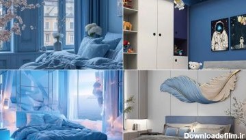مدل دکوراسیون اتاق خواب آبی روشن
