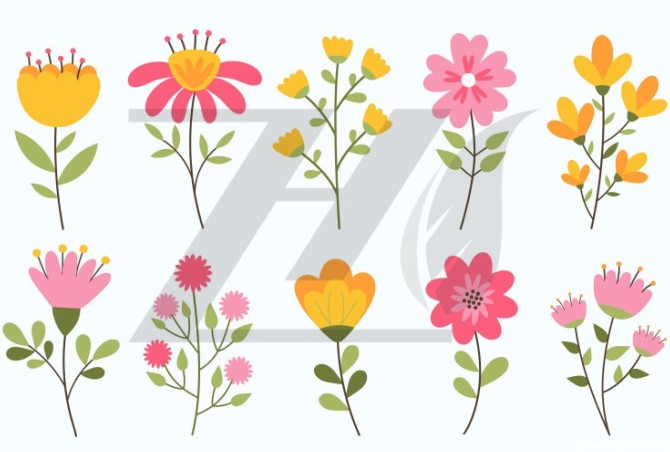 دانلود مجموعه ست گل و گیاه بهاری - دانلود رایگان فایل لایه ...