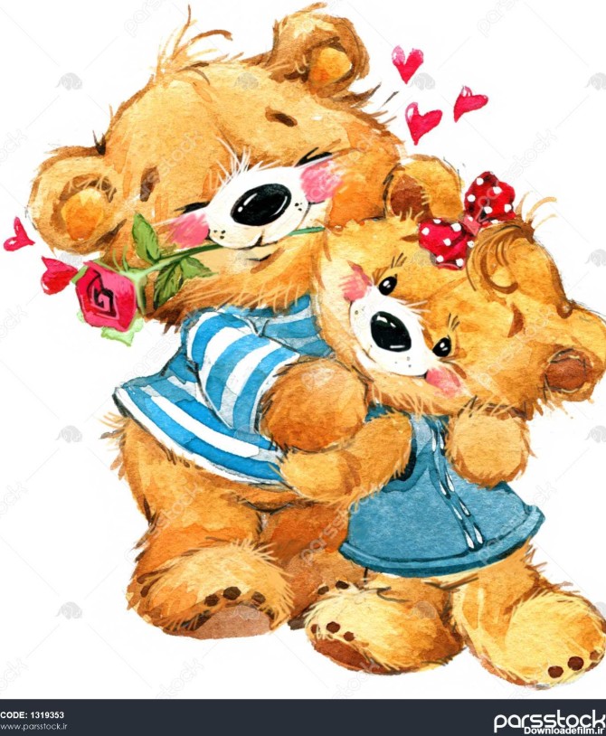 روز پس زمینه خرس عروسکی برای تزیین جشن تبریک تصویر آبرنگ 1319353