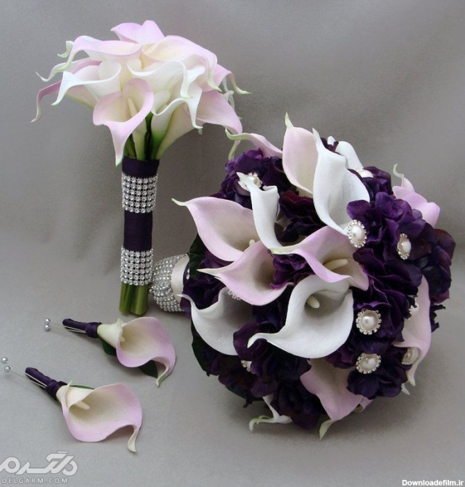 جدیدترین دسته گل عروس با گل شیپوری