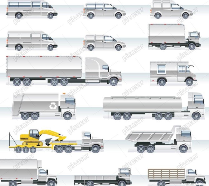15 وکتور تریلی کامیون ون و ماشین های حمل کالا » پیکاسور