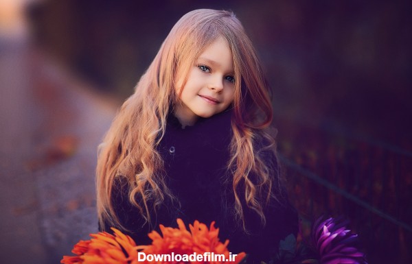 عکس دختر بچه خوشگل مو بلند با چشمان رنگی