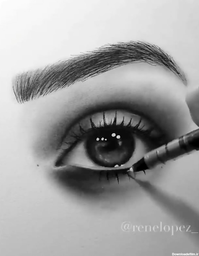 نقاشی زیبا از مدل چشم و ابرو - نقاشی سمیه فتحی