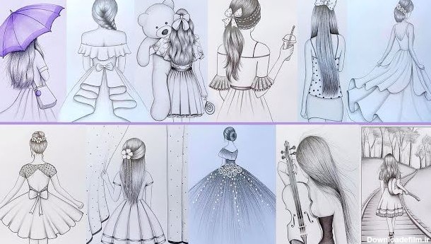 آموزش طراحی با مداد - 11 ایده ساده برای نقاشی دخترانه